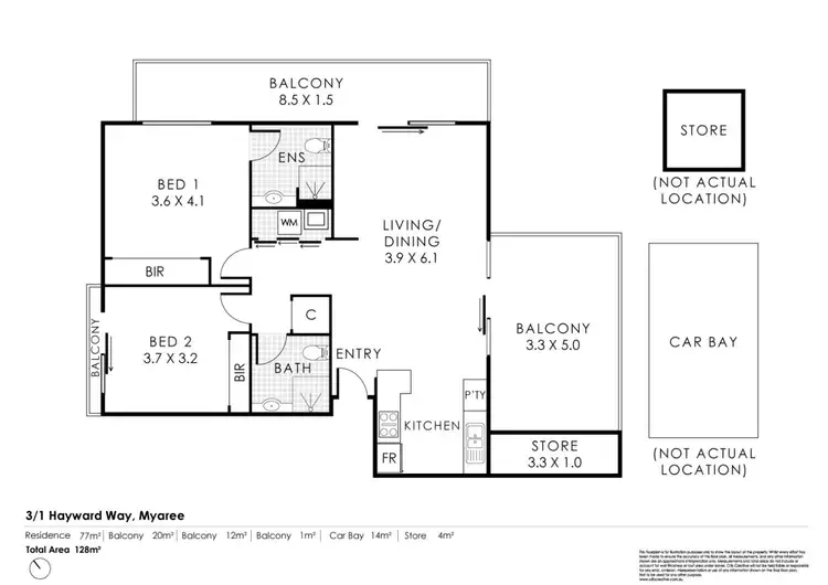 Floorplan of Homely apartment listing, 3/1 Hayward Way, Myaree WA 6154