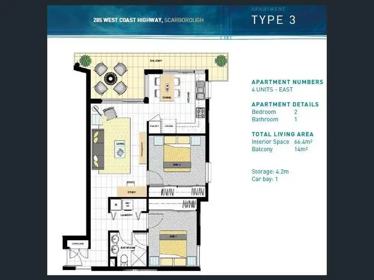 Floorplan of Homely apartment listing, 11/285 West Coast Highway, Scarborough WA 6019