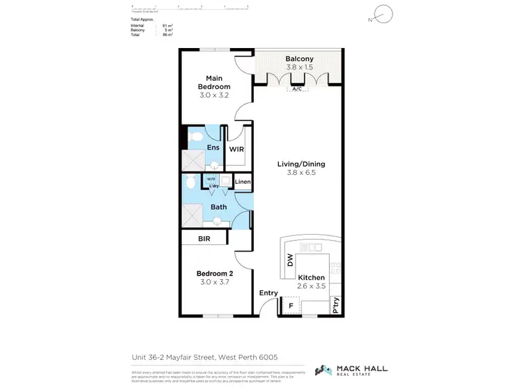 Floorplan of Homely apartment listing, 36/2 Mayfair Street, West Perth WA 6005
