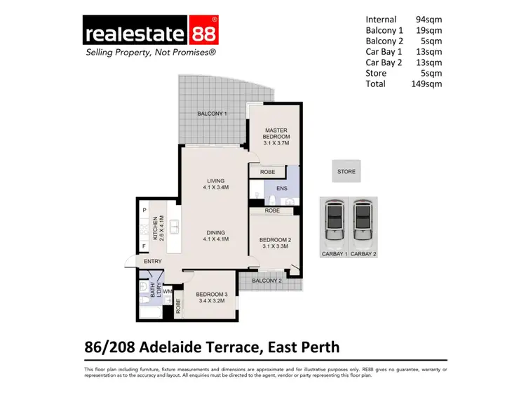Floorplan of Homely apartment listing, 86/208 Adelaide Terrace, East Perth WA 6004