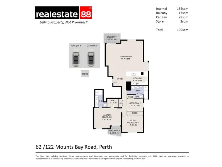 Floorplan of Homely apartment listing, 62/122 Mounts Bay Road, Perth WA 6000