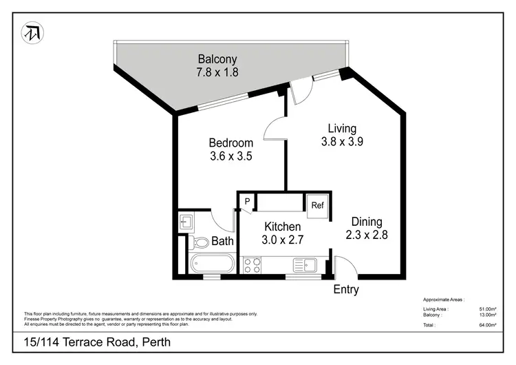 Floorplan of Homely apartment listing, 15/114 Terrace Road, Perth WA 6000
