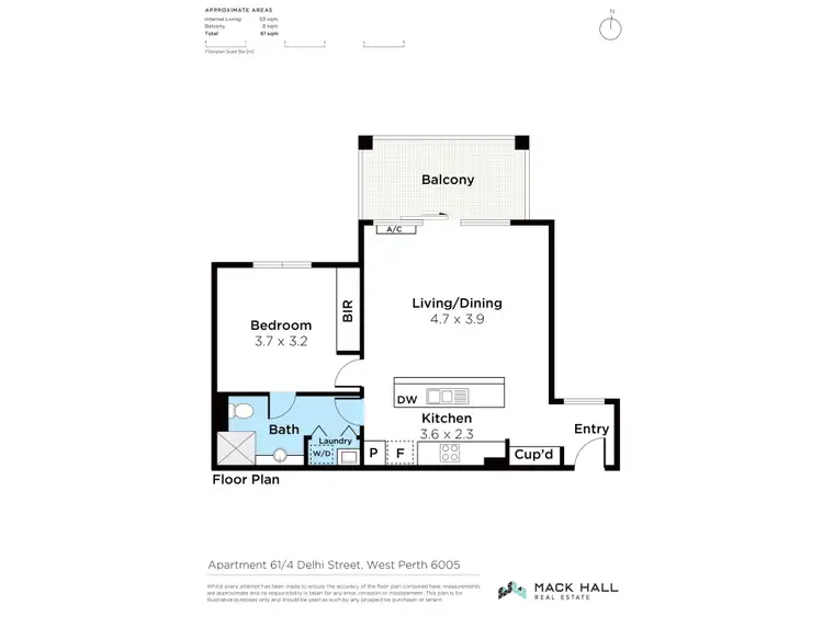 Floorplan of Homely apartment listing, 61/4 Delhi Street, West Perth WA 6005