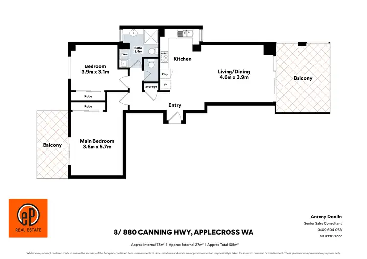 Floorplan of Homely apartment listing, 8/880 Canning Highway, Applecross WA 6153