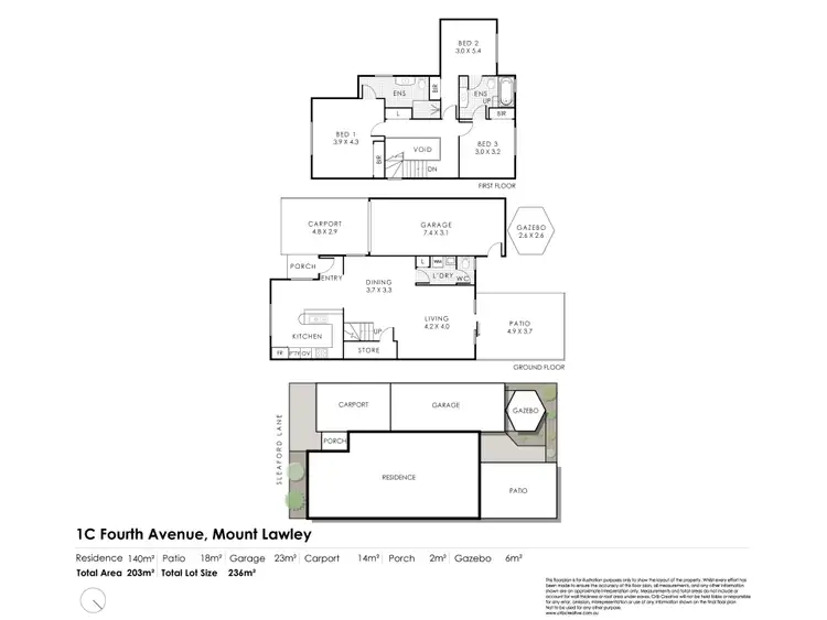 Floorplan of Homely townhouse listing, 1C Fourth Avenue, Mount Lawley WA 6050