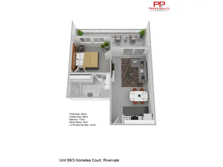 Floorplan of Homely apartment listing, 99/3 Homelea Court, Rivervale WA 6103