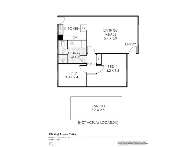 Floorplan of Homely unit listing, 3/76 Virgil Avenue, Yokine WA 6060