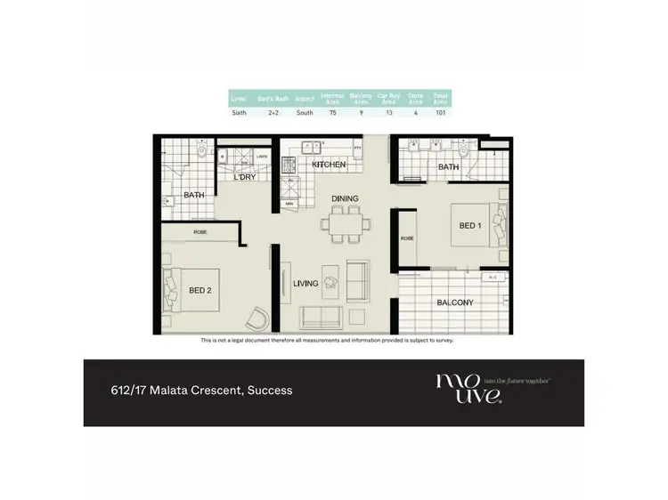 Floorplan of Homely apartment listing, 612/17 Malata Crescent, Success WA 6164