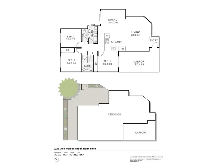 Floorplan of Homely villa listing, 2/22 Little Walcott Street, North Perth WA 6006