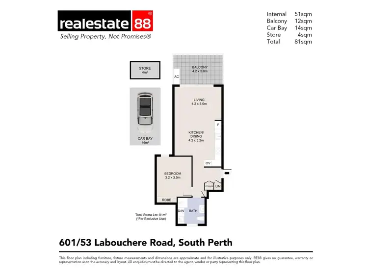 Floorplan of Homely apartment listing, 601/53 Labouchere Road, South Perth WA 6151