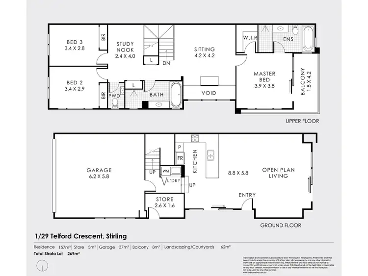 Floorplan of Homely townhouse listing, 1/29 Telford Crescent, Stirling WA 6021