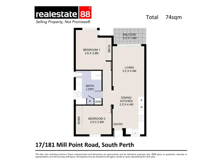 Floorplan of Homely apartment listing, 17/181 Mill Point Road, South Perth WA 6151