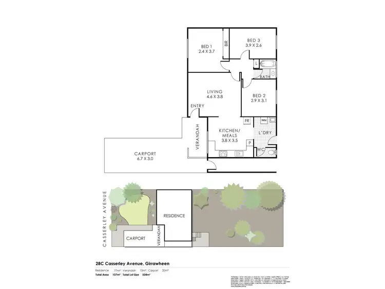 Floorplan of Homely semi-detached listing, 28C Casserley Avenue, Girrawheen WA 6064