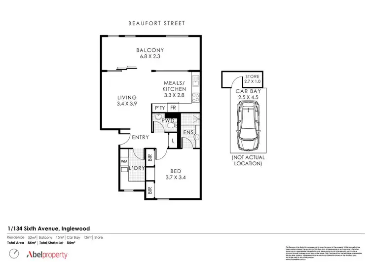 Floorplan of Homely apartment listing, 1/134 Sixth Avenue, Inglewood WA 6052