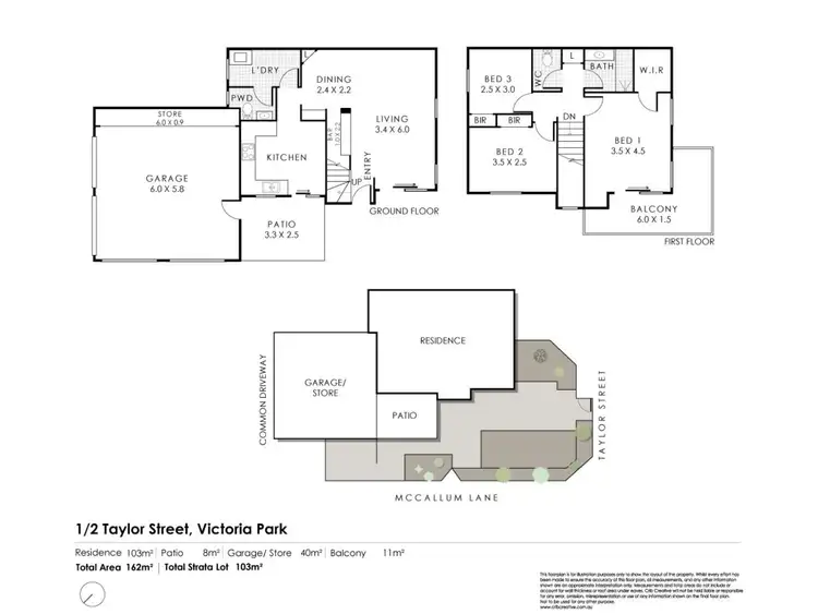 Floorplan of Homely townhouse listing, 1/2 Taylor Street, Victoria Park WA 6100
