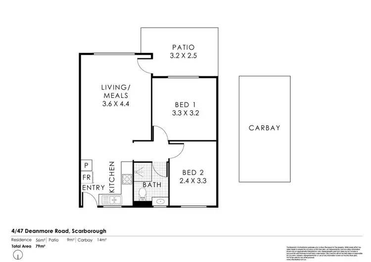 Floorplan of Homely unit listing, 4/47 Deanmore Road, Scarborough WA 6019