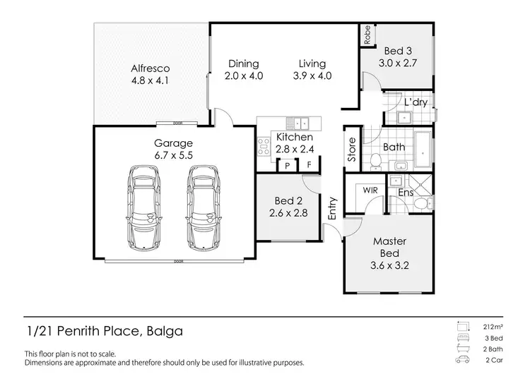 Floorplan of Homely villa listing, 1/21 Penrith Place, Balga WA 6061