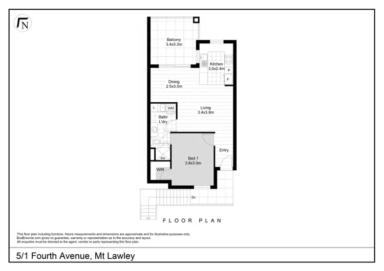 Floorplan of Homely apartment listing, 5/1 Fourth Avenue, Mount Lawley WA 6050