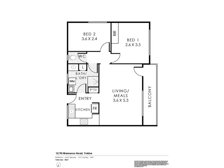 Floorplan of Homely apartment listing, 12/90 Wanneroo Road, Yokine WA 6060