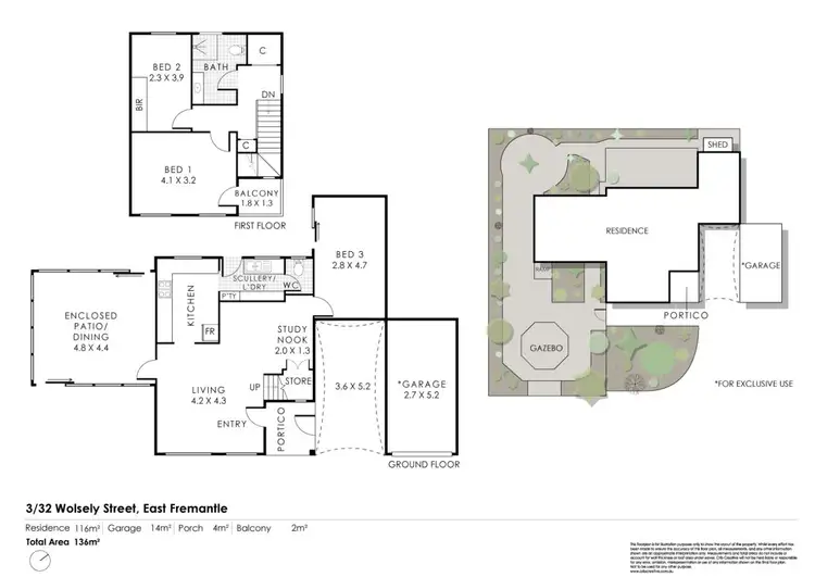 Floorplan of Homely townhouse listing, 3/32 Wolsely Road, East Fremantle WA 6158