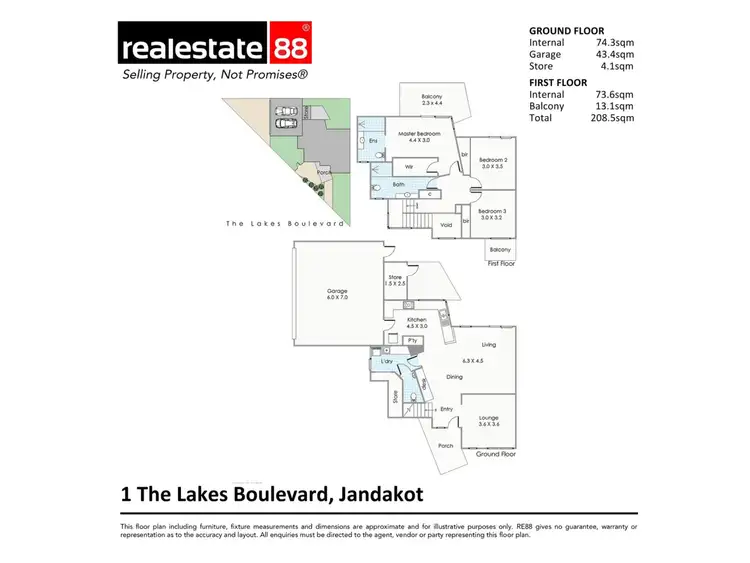 Floorplan of Homely townhouse listing, 1 The Lakes Boulevard, Jandakot WA 6164