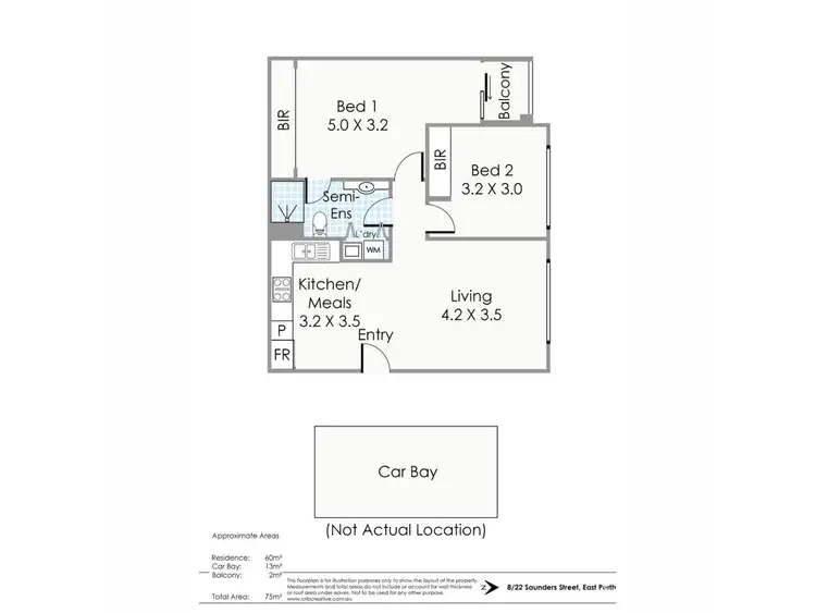 Floorplan of Homely apartment listing, 8/22 Saunders Street, East Perth WA 6004