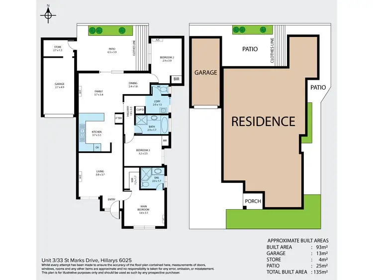 Floorplan of Homely unit listing, 3/33 St Marks Drive, Hillarys WA 6025