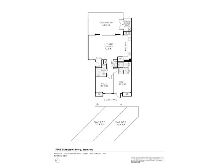 Floorplan of Homely apartment listing, 1/140 St Andrews Drive, Yanchep WA 6035