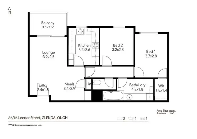 Floorplan of Homely apartment listing, 86/16 Leeder Street, Glendalough WA 6016