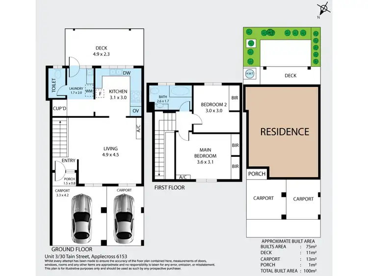 Floorplan of Homely townhouse listing, 3/30 Tain Street, Applecross WA 6153
