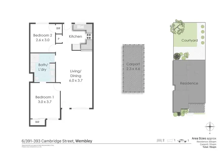 Floorplan of Homely apartment listing, 6/391-393 Cambridge Street, Wembley WA 6014