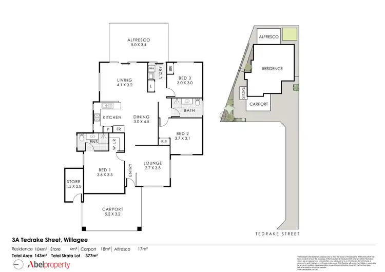 Floorplan of Homely house listing, 3A Tedrake Street, Willagee WA 6156