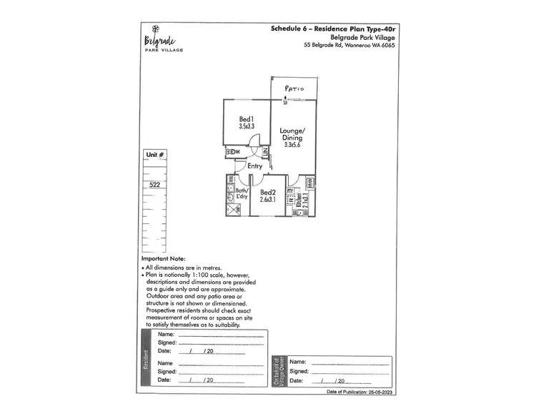 Floorplan of Homely retirement listing, 522/55 Belgrade Road, Wanneroo WA 6065