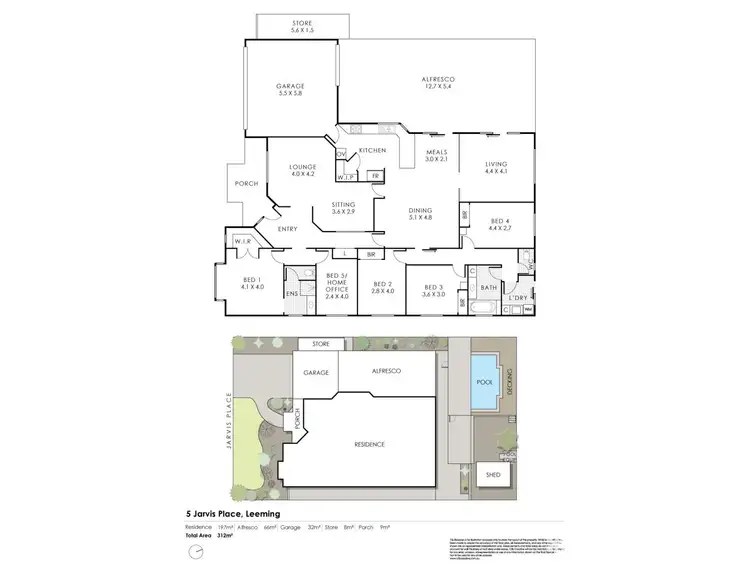 Floorplan of Homely house listing, 5 Jarvis Place, Leeming WA 6149