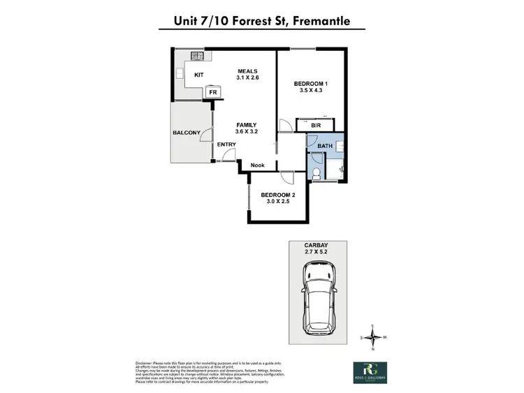 Floorplan of Homely unit listing, 7/10 Forrest Street, Fremantle WA 6160