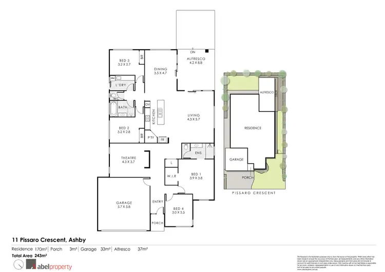 Floorplan of Homely house listing, 11 Pissaro Crescent, Ashby WA 6065