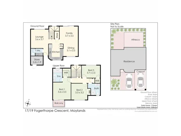 Floorplan of Homely townhouse listing, 17/19 Fogerthorpe Crescent, Maylands WA 6051