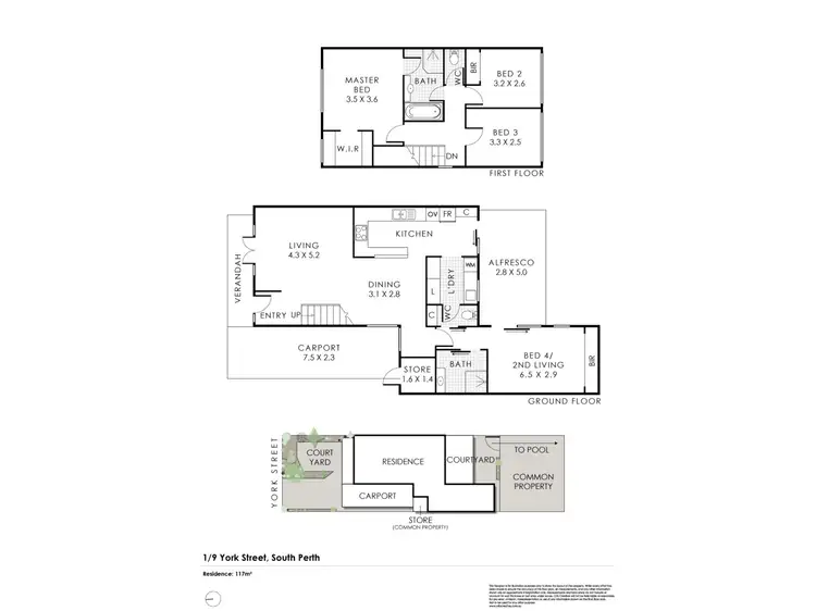 Floorplan of Homely townhouse listing, 1/9 York Street, South Perth WA 6151
