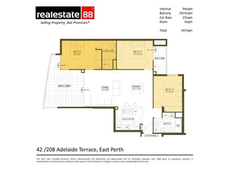 Floorplan of Homely apartment listing, 42/208 Adelaide Terrace, East Perth WA 6004