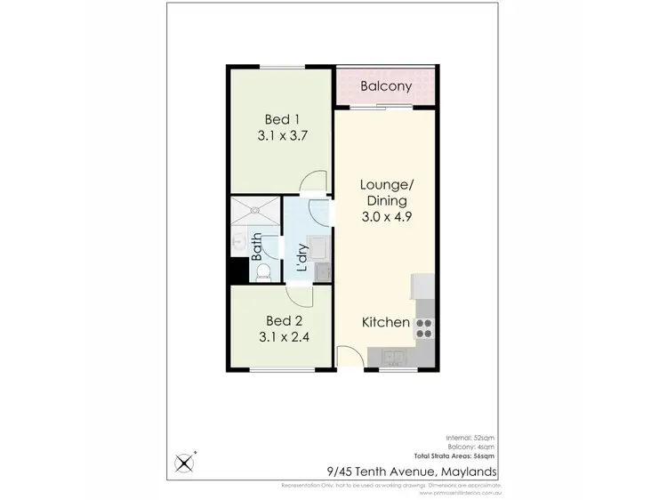 Floorplan of Homely apartment listing, 9/45 Tenth Avenue, Maylands WA 6051