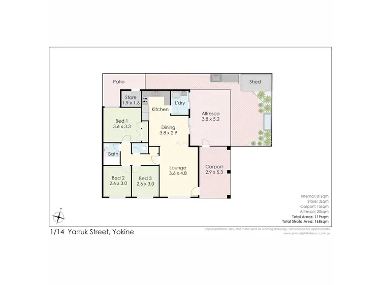 Floorplan of Homely villa listing, 1/14 Yarruk Street, Yokine WA 6060
