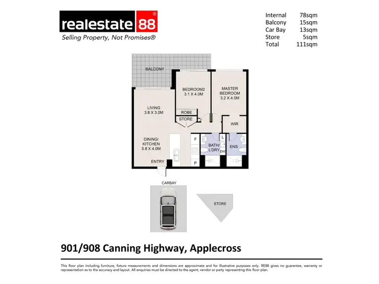 Floorplan of Homely apartment listing, 901/908 Canning Highway, Applecross WA 6153