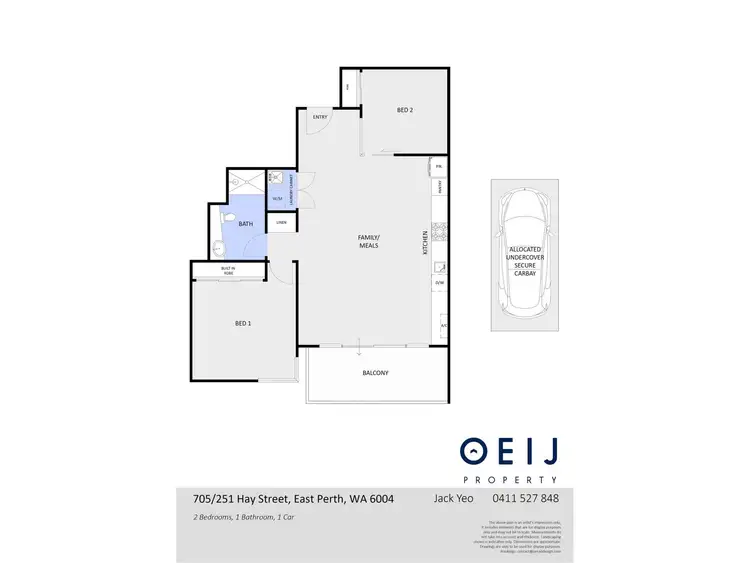 Floorplan of Homely apartment listing, 705/251 Hay Street, East Perth WA 6004