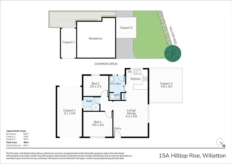 Floorplan of Homely semi-detached listing, 15A Hilltop Rise, Willetton WA 6155