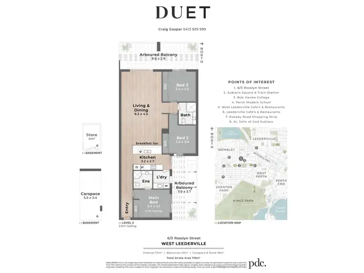 Floorplan of Homely apartment listing, 6/3 Rosslyn Street, West Leederville WA 6007