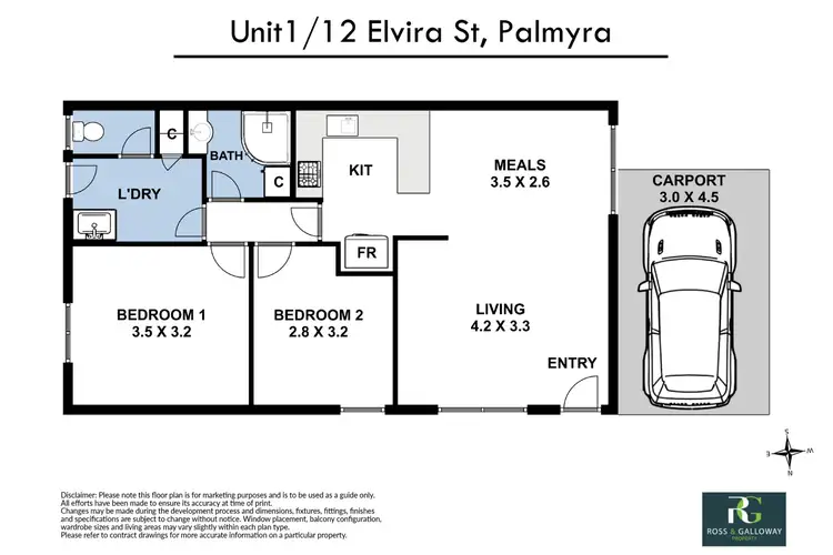 Floorplan of Homely unit listing, 1/12 Elvira Street, Palmyra WA 6157