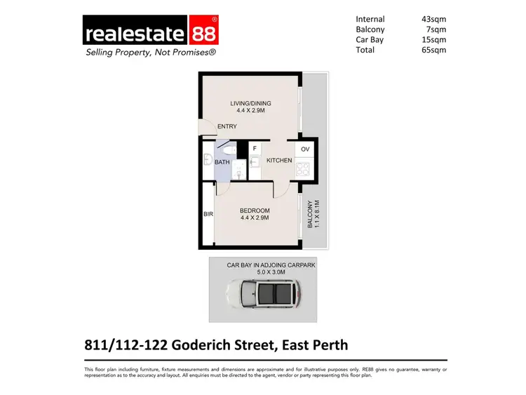 Floorplan of Homely apartment listing, 811/112-122 Goderich Street, East Perth WA 6004