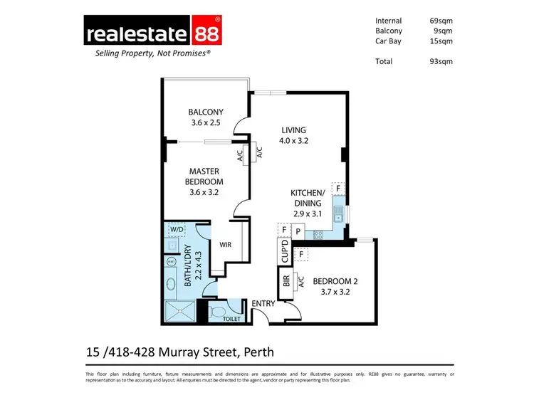 Floorplan of Homely apartment listing, 15/418-428 Murray Street, Perth WA 6000