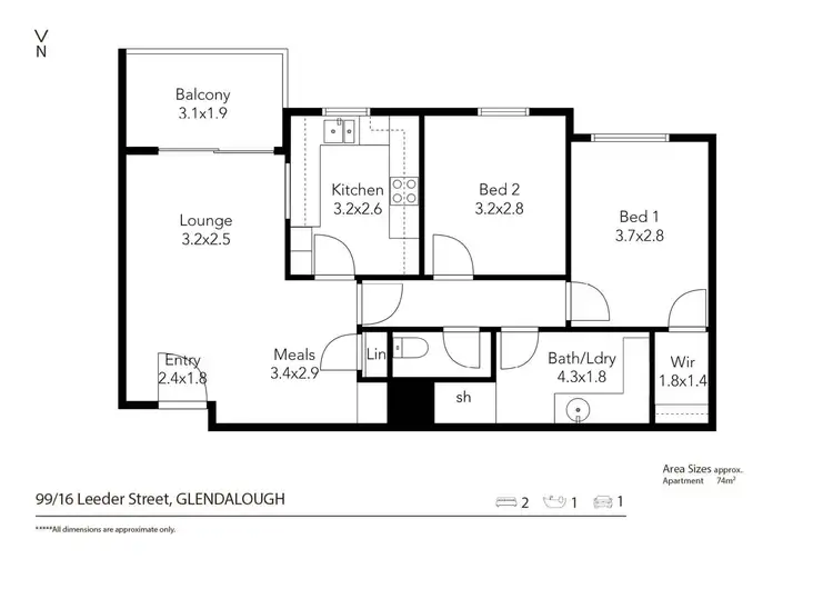 Floorplan of Homely apartment listing, 99/16 Leeder Street, Glendalough WA 6016