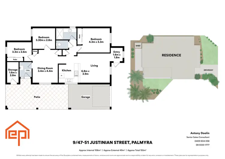 Floorplan of Homely unit listing, 9/47-51 Justinian Street, Palmyra WA 6157